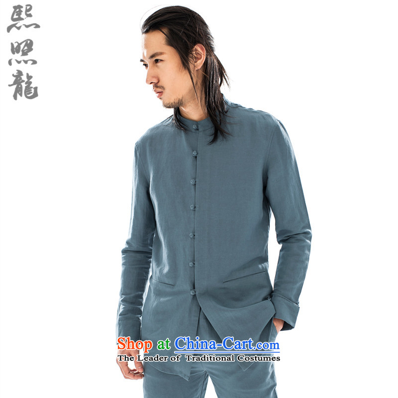 Hee-Snapshot Dragon 2015 China wind spring and autumn new Chinese shirt collar men long-sleeved shirts and stylish sleek Chinese White S, Hee-snapshot (XZAOLONG lung) , , , shopping on the Internet