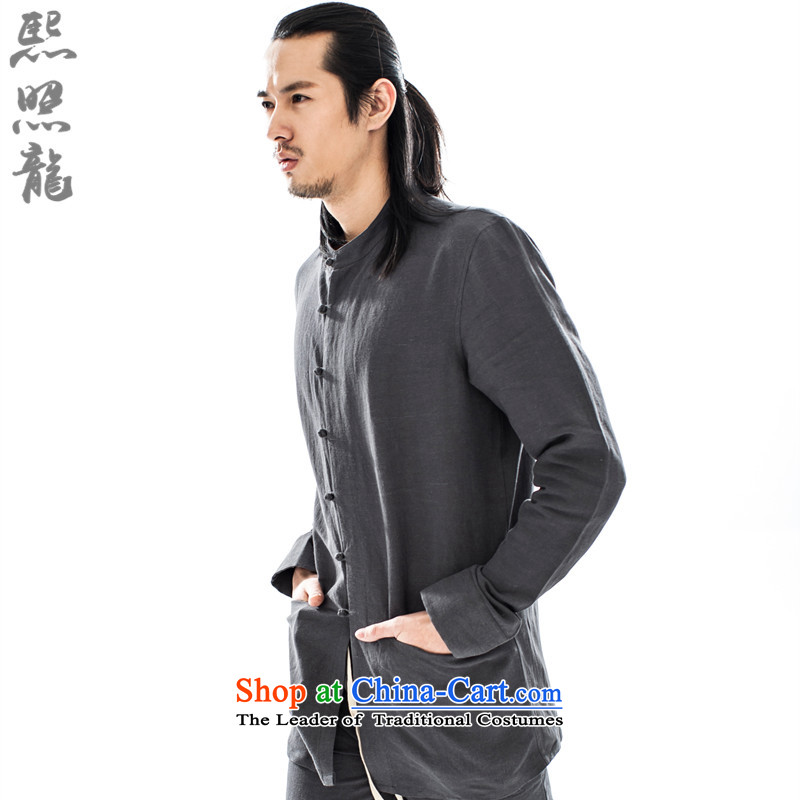 Hee-Snapshot Dragon 2015 China wind spring and autumn new Chinese shirt collar men long-sleeved shirts and stylish sleek Chinese White S, Hee-snapshot (XZAOLONG lung) , , , shopping on the Internet