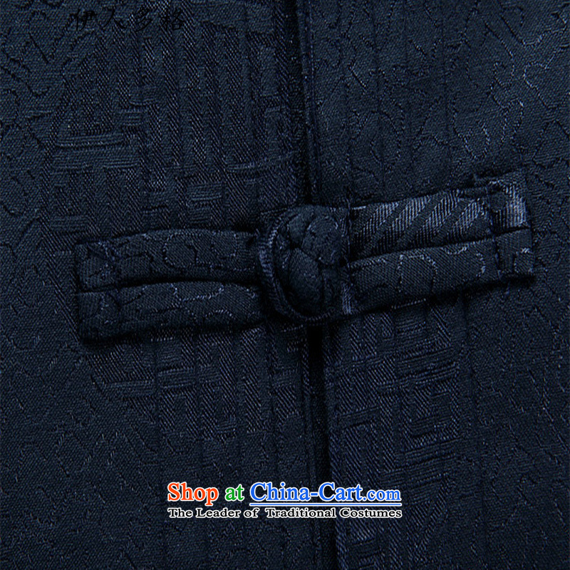 The Mai-Mai multiple cells in the Tang dynasty and Tang dynasty older men jacket coat older Tang jackets men in Spring and Autumn Chinese boxed birthday collar disc ties - Round Dragon jacket dark blue XXXL, Mai-mai multiple cells (YIRENDUOGE) , , , shopp