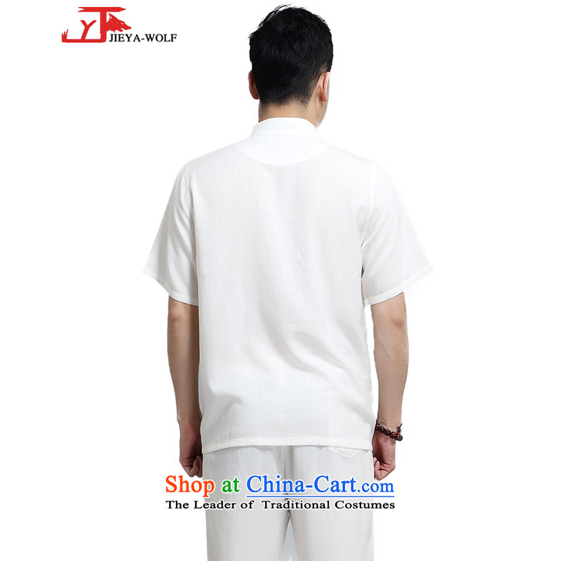 - Wolf JIEYA-WOLF, New Package Tang dynasty men's short-sleeved advanced cotton linen summer pure color minimalist, China wind men loaded, Kane mine-white A 170/M,JIEYA-WOLF,,, shopping on the Internet