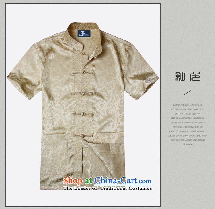 - Wolf JIEYA-WOLF, New Tang dynasty men's summer short-sleeved silk golden dragon figure handcrafted disc players, set port pants a 170/M white T-shirt, prices, brand image of Platters! The elections are supplied in the national character of distribution, so action, buy now enjoy more preferential! As soon as possible.
