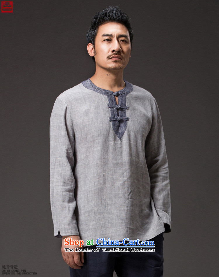 Renowned China wind Men's Shirt long-sleeved T-shirt with round collar disc detained Tang dynasty linen round-neck collar compassionate leisure retro Men's Shirt Han-Dark gray large XL Photo, prices, brand platters! The elections are supplied in the national character of distribution, so action, buy now enjoy more preferential! As soon as possible.