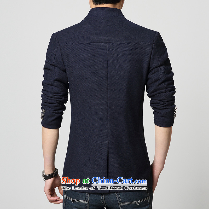Happy Times in spring and autumn 2015 collar jacket in long single row detained men gross? jacket Chinese tunic knit cuff 507 Blue XL(120-140 suit happy times), the burden of (happytime) , , , shopping on the Internet