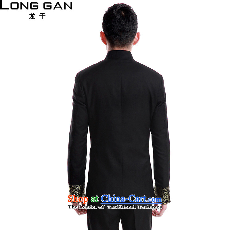Dragon dry Tang Dynasty Chinese tunic collar suits suits China wind Han-Sau San men t-shirt 170/M trousers 29 yards long dry (LONGGAN /74CM,) , , , shopping on the Internet