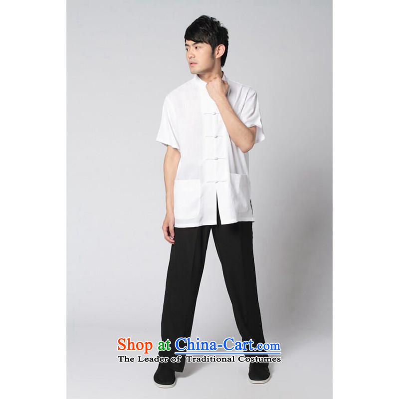 Tang Dynasty and floral summer new short-sleeved Tang Dynasty Tai Chi Kung Fu Services Package Chinese collar 4.5-60s soft cotton linen of the Tang dynasty and black trousers Kit , L, floral shopping on the Internet has been pressed.