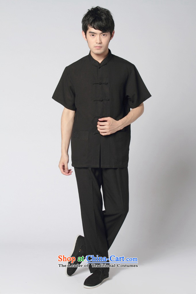 Dan smoke original Short-Sleeve Men Tang dynasty summer new Chinese collar Taegeuk services cotton linen solid color shirt comfort kit kung fu black 2XL Photo, prices, brand platters! The elections are supplied in the national character of distribution, so action, buy now enjoy more preferential! As soon as possible.