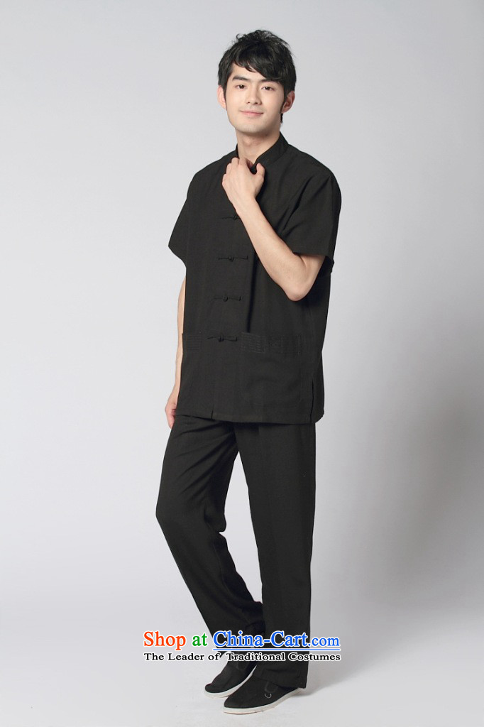 Dan smoke original Short-Sleeve Men Tang dynasty summer new Chinese collar Taegeuk services cotton linen solid color shirt comfort kit kung fu black 2XL Photo, prices, brand platters! The elections are supplied in the national character of distribution, so action, buy now enjoy more preferential! As soon as possible.