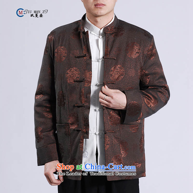 Ko Yo Overgrown Tomb Gigi Lai?2015 autumn and winter new middle-aged father Tang Dynasty Stylish retro collar disc detained and trendy Chinese cotton larger M0047 M0047-A 3XL_ plus cotton