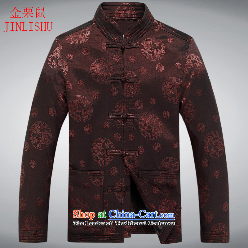 Kanaguri mouse spring and fall New Men Tang jackets in older Men's Mock-Neck national costumes Tang dynasty coffee-colored M kanaguri mouse (JINLISHU) , , , shopping on the Internet