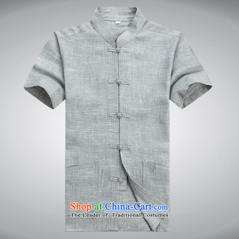 The Mai-Mai multiple cells   in the summer of 2015 in Tang Dynasty older men and short-sleeved linen Han-tang men practicing jogging Leisure Services short-sleeved gray ball-kit 175 pictures, prices, brand platters! The elections are supplied in the national character of distribution, so action, buy now enjoy more preferential! As soon as possible.