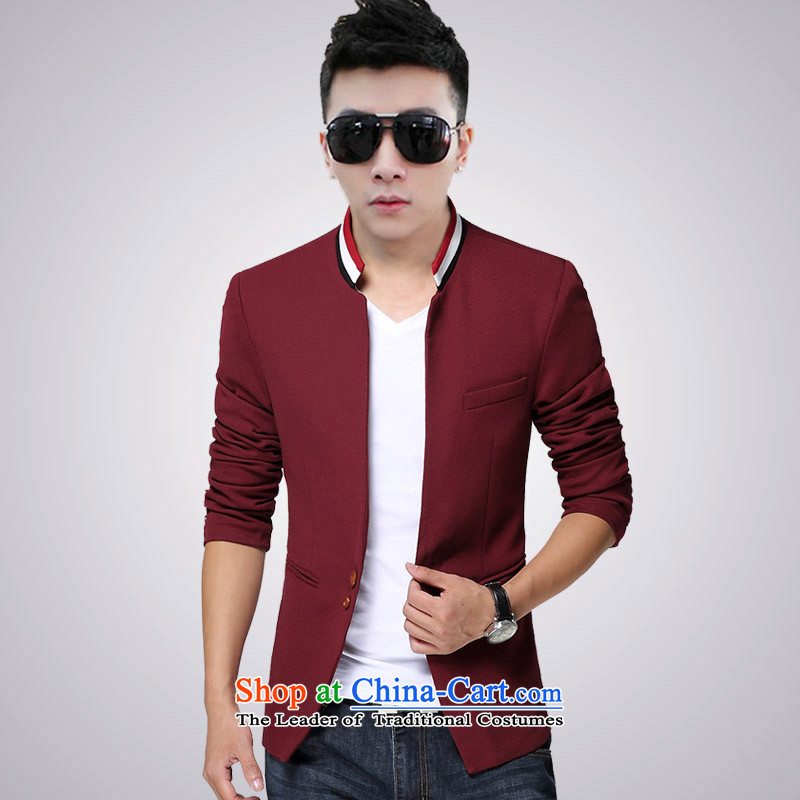 Replace spring and autumn 2015 waxberry England men's Chinese tunic male Korean youth, Sau San collar suits students leisure suit coats red XL 125 catties of recommendations
