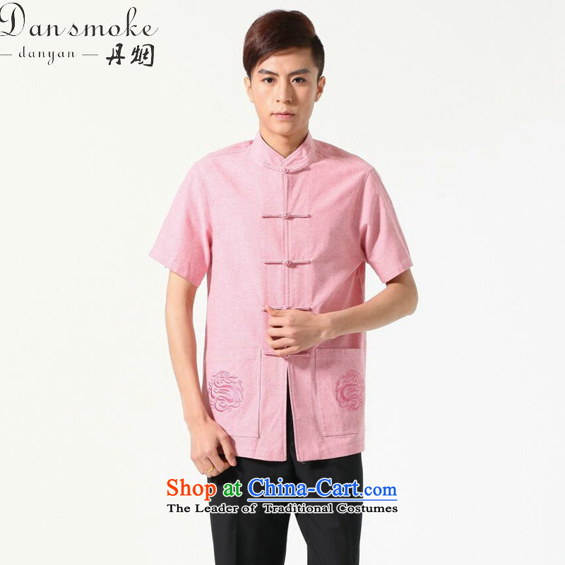 Dan smoke original male Tang dynasty summer new Chinese clothing collar cotton linen Comfort Men leisure short-sleeved shirt Tang dynasty picture color L, Dan Smoke , , , shopping on the Internet