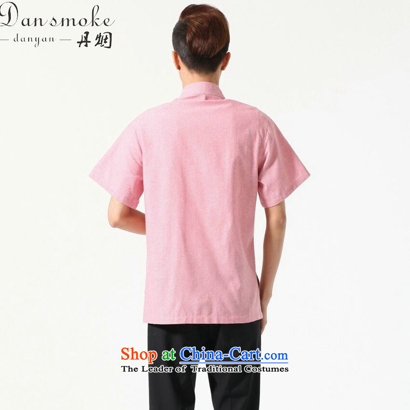 Dan smoke original male Tang dynasty summer new Chinese clothing collar cotton linen Comfort Men leisure short-sleeved shirt Tang dynasty picture color L, Dan Smoke , , , shopping on the Internet