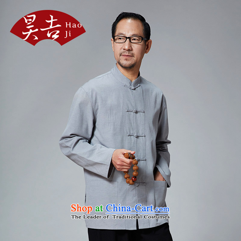 Ho Kyrgyzstan and elderly men new Tang dynasty spring and summer pure cotton long-sleeved tray clip collar Chinese China wind load father Father blue 170, Ho Chi , , , shopping on the Internet