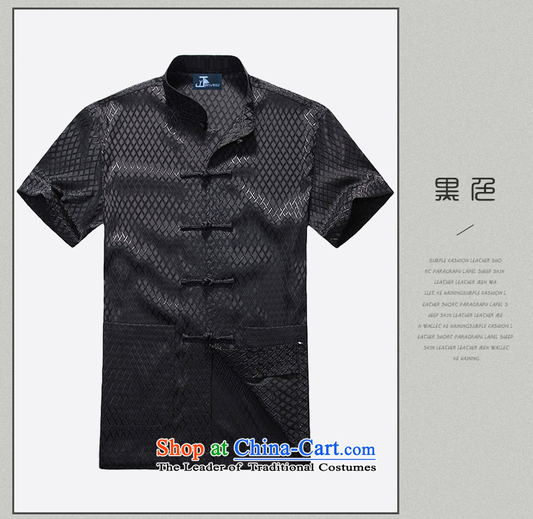 - Wolf JIEYA-WOLF, Tang dynasty men's short-sleeved summer need of solid color silk shirts men Tang dynasty short-sleeved shirt black 190/XXXL picture, prices, brand platters! The elections are supplied in the national character of distribution, so action, buy now enjoy more preferential! As soon as possible.