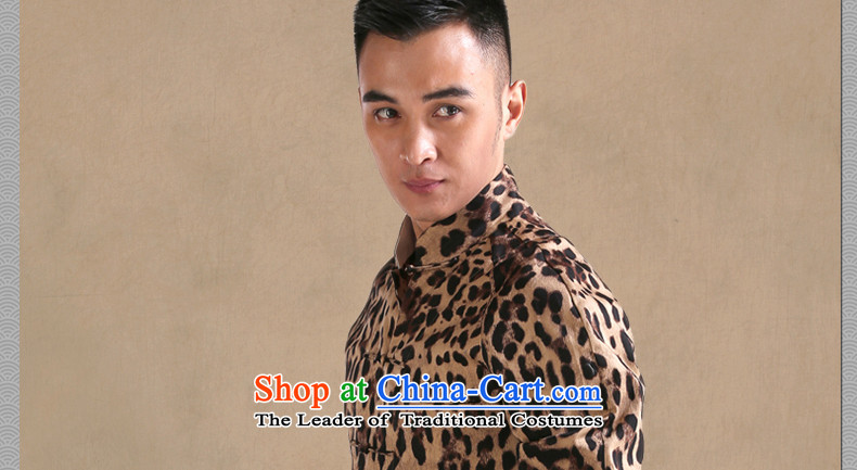Cd 3 Model China wind leopards and Tang dynasty Chinese Men's Mock-Neck Shirt long-sleeved shirt with 