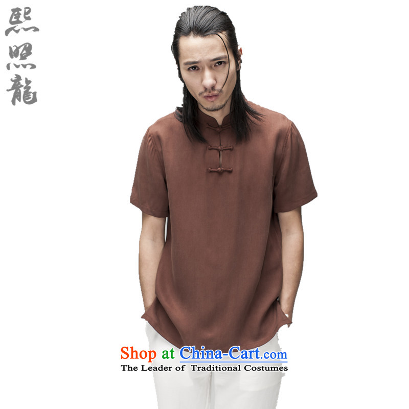 Hee-lung, Snapshot, jacquard men short-sleeved Tang gown hanging up cold snap China wind stylish Mock-Neck Shirt dark blue XL, Hee-snapshot (XZAOLONG lung) , , , shopping on the Internet