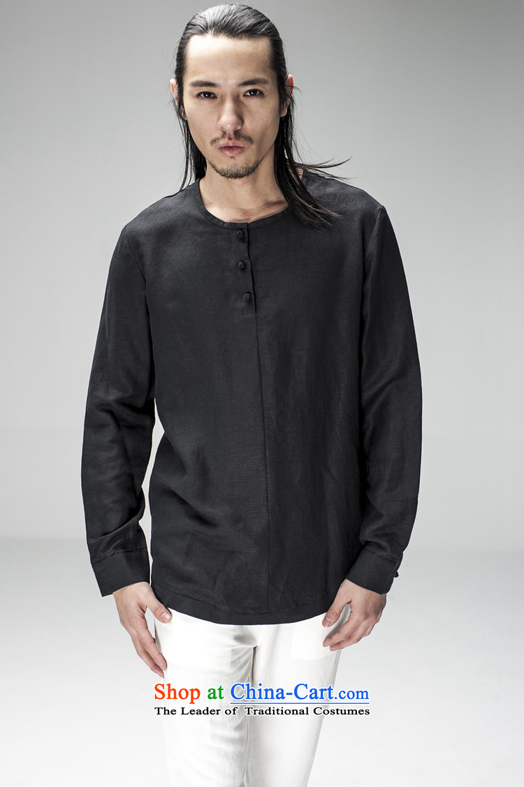 Hee-snapshot lung original innovative Chinese long-sleeved Pullover no neck shirt men loose ramie blended thin black shirt drape XL Photo, prices, brand platters! The elections are supplied in the national character of distribution, so action, buy now enjoy more preferential! As soon as possible.