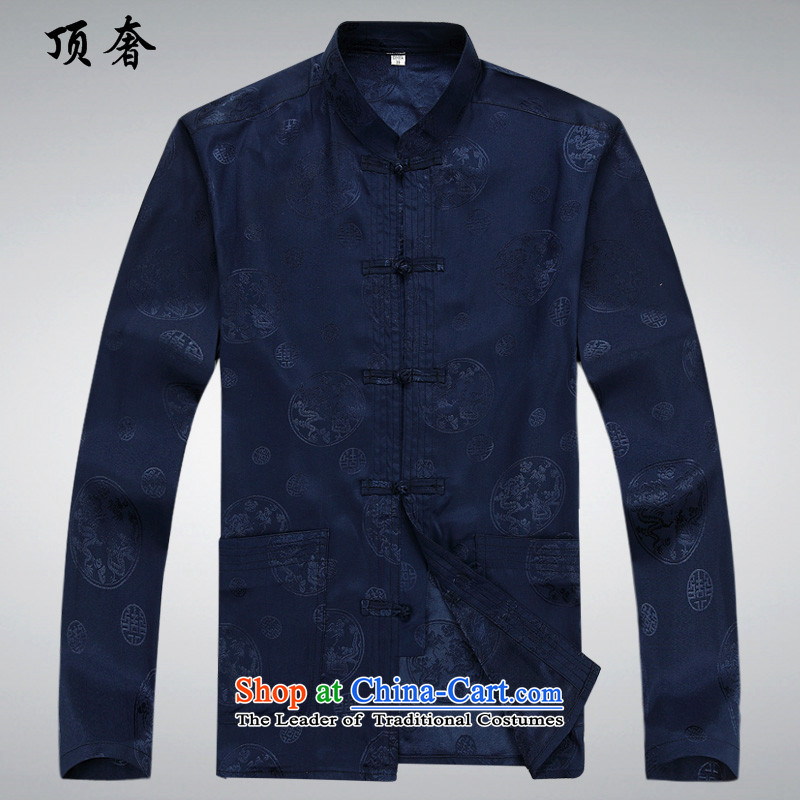 Top Luxury 2015. older men Chun Tang dynasty in the summer and autumn of ethnic father Father Casual relaxd version China wind long-sleeved kit improvements with 806.1) dark blue packaged M/170, top luxury shopping on the Internet has been pressed.