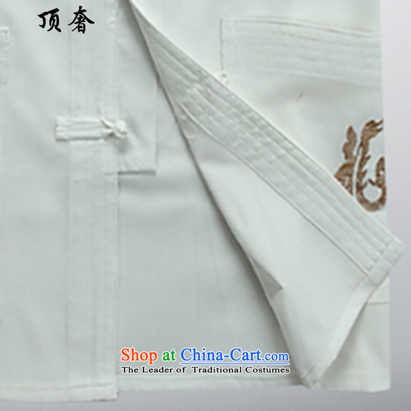 Top Luxury Tang dynasty, male long-sleeved thin men's jackets 2015 new hands-free hot half-sleeved shirt Tang dynasty blue long-sleeved Men's Mock-Neck Tang dynasty male white short sleeve kit S/165, long-sleeved top luxury shopping on the Internet has be