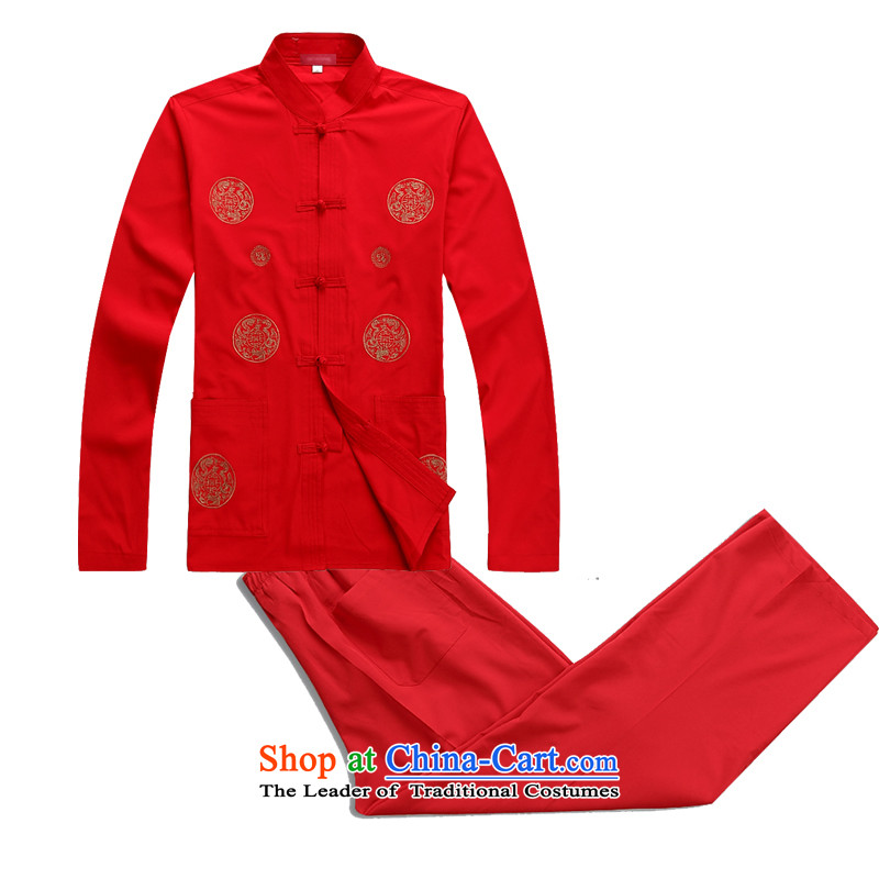2015 Spring/Summer in new elderly men ) Long-sleeved Tang Dynasty Package Homewear Taegeuk Services China wind men long-sleeved Tang dynasty father replacing beige XXXL/190, thre line (gesaxing and Tobago) , , , shopping on the Internet