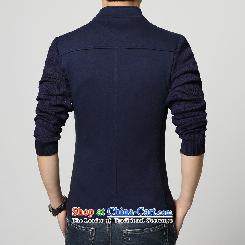 The Korean version of the new 2015 waxberry Mock-neck England s Chinese tunic suit small single original design of Knitted cuffs leisure men's dark blue suit it Sau San 175/xl,waxberry,,, shopping on the Internet