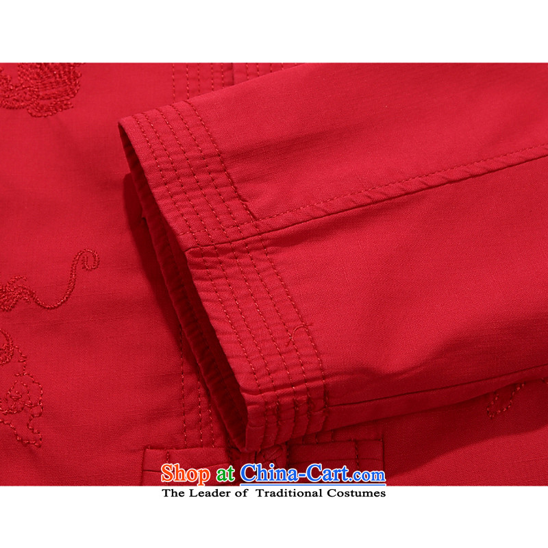 Bosnia and the elderly in the line thre new autumn and winter pure cotton long-sleeved tray clip collar Tang dynasty China wind men embroidery Double Dragon Chinese father Han-grandfather replacing ãþòâ L/175, Red Line (gesaxing Bosnia and thre) , , , sho