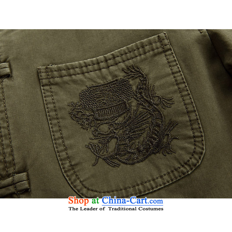 Thre line autumn and winter and the new elderly people in the Tang dynasty ãþòâ men pure cotton Chinese Tang dynasty collar sheikhs wind round in the elderly embroidery Han-Cotton No. 2 green XXL/185, thre line (gesaxing and Tobago) , , , shopping on the