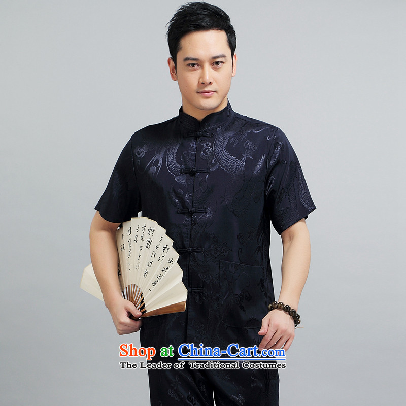 With the Chinese men Tang blouses 2015 Summer in Tang Dynasty older men and short-sleeve kit and Tang dynasty summer short-sleeved T-shirt White Kit , L, with a story (wuyouwuyu) , , , shopping on the Internet