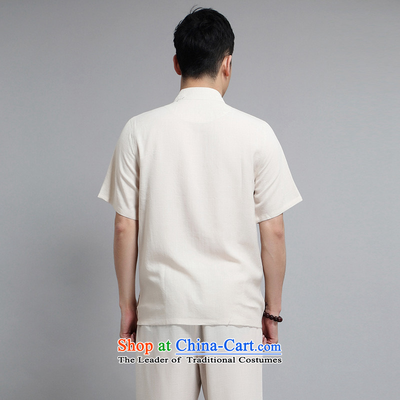 With a Chinese China wind cotton linen men Tang Dynasty Short-Sleeve Mock-Neck Sau San Chinese national costumes disc is older men Tang dynasty casual clothing m Yellow kit with a Chinese XXXXL, (wuyouwuyu) , , , shopping on the Internet