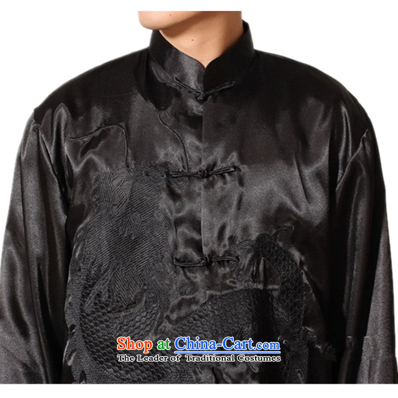 In accordance with the fuser spring and summer New Men's Mock-Neck embroidered dragon sheikhs wind Tang Dynasty Package and the service  in accordance with the fuser LGD/M0014# black, L, , , , shopping on the Internet