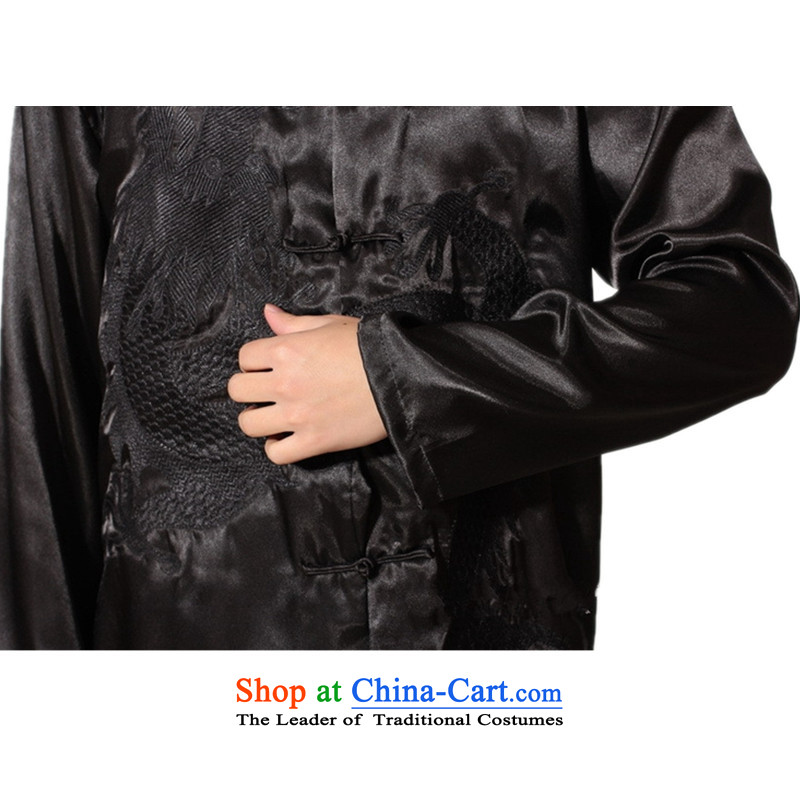 In accordance with the fuser spring and summer New Men's Mock-Neck embroidered dragon sheikhs wind Tang Dynasty Package and the service  in accordance with the fuser LGD/M0014# black, L, , , , shopping on the Internet