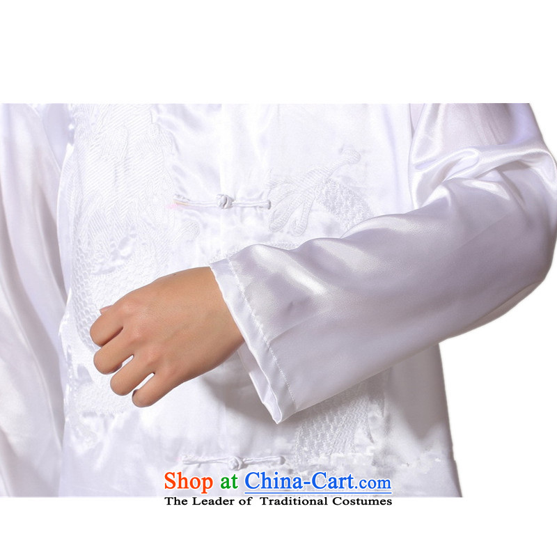 In accordance with the new fuser men retro sheikhs wind Mock-Neck Shirt + detained single row leisure pants Tang Dynasty Package and the service  in accordance with the fuser M white LGD/M0010# shopping on the Internet has been pressed.