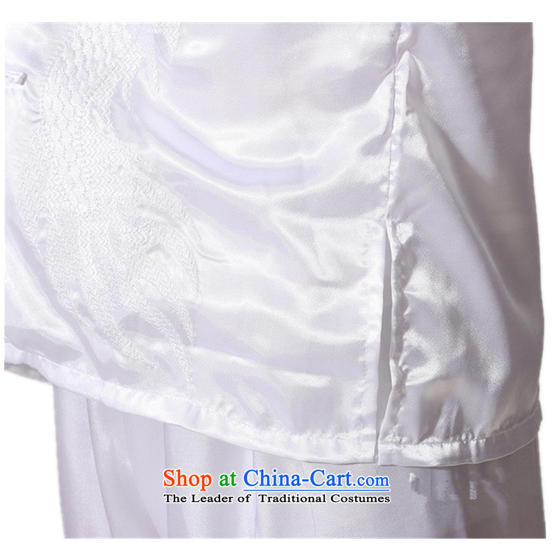 In accordance with the new fuser men retro sheikhs wind Mock-Neck Shirt + detained single row leisure pants Tang Dynasty Package and the service  in accordance with the fuser M white LGD/M0010# shopping on the Internet has been pressed.