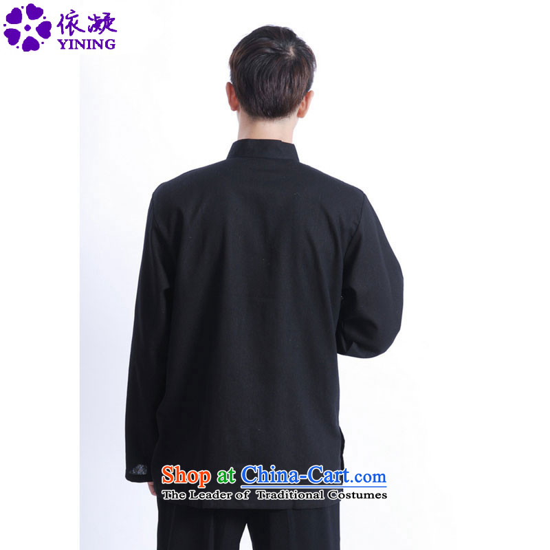 In accordance with the new spring and autumn gel men Tang blouses and stylish collar single row detained pure color Tang dynasty long-sleeved top coat LGD/J1083# 2XL, black in accordance with the fuser has been pressed shopping on the Internet
