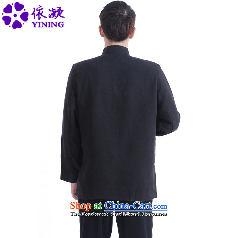In accordance with the new stylish spring and autumn gel Men's Mock-Neck qipao Tang dynasty Classic tray clip embroidery father replacing Tang jackets  , L, in accordance with the fuser LGD/M1149# black , , , shopping on the Internet