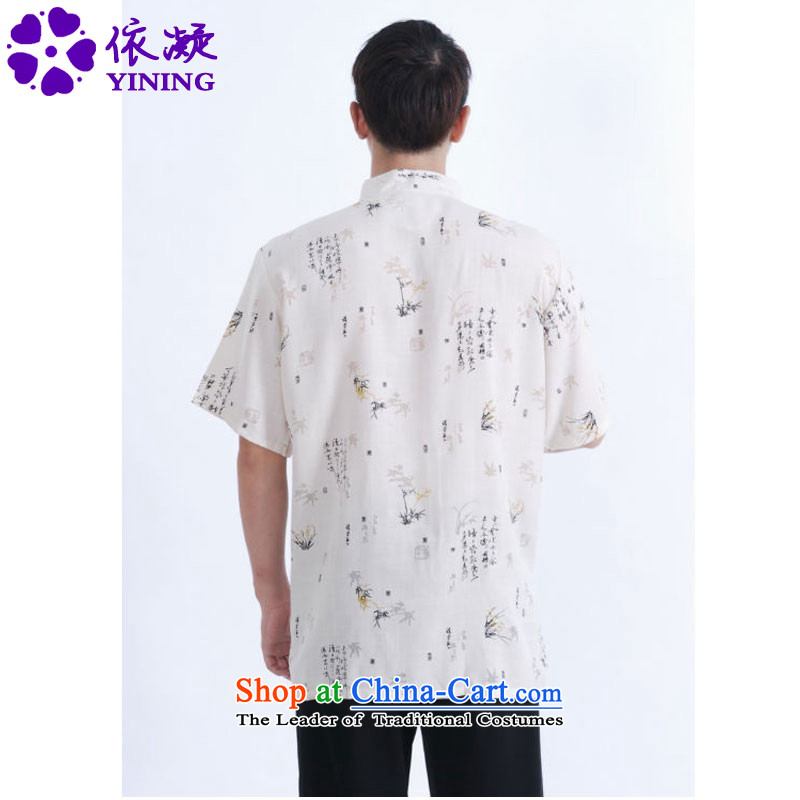 In accordance with the new summer gel men of ethnic daily Tang Dynasty Short-Sleeve Mock-Neck Classic tray clip Tang blouses LGD/M0003#  XL, in accordance with the fuser as shown in Figure , , , shopping on the Internet