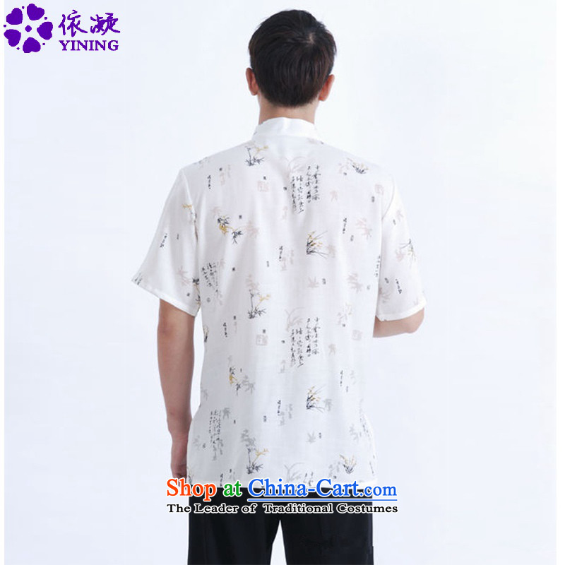 In accordance with the new summer gel men of ethnic Chinese Tang dynasty Short-Sleeve Mock-Neck single row detained suit father Tang dynasty replace short-sleeved T-shirt LGD/M0004# figure in accordance with the fuser has been pressed, online shopping
