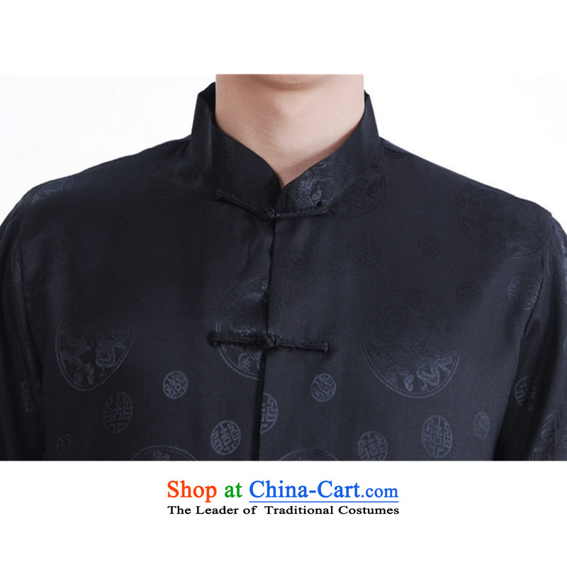 In accordance with the fuser for summer new classic ethnic Tang Gown cheongsam collar single row detained father replacing Tang dynasty LGD/M0016# short-sleeved T-shirt  , black to gel , , , shopping on the Internet