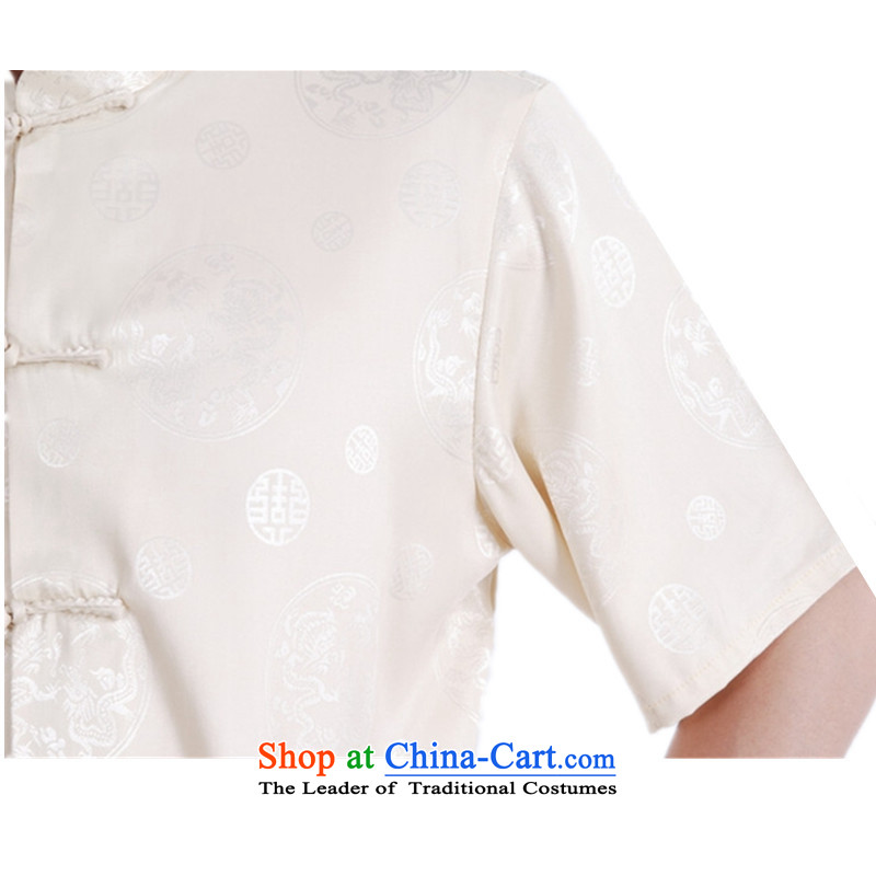 In accordance with the fuser for summer new ethnic short-sleeved Tang Gown cheongsam collar single row detained short-sleeved blouses Lgd/m0017# Tang beige M, in accordance with the fuser has been pressed shopping on the Internet