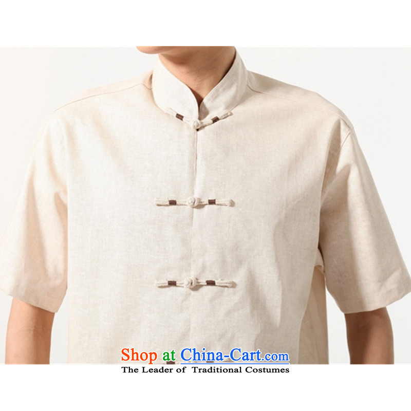 In accordance with the fuser for summer stylish new men Tang Gown cheongsam collar double pocketed the father's replace Tang dynasty LGD/M0051# short-sleeved T-shirt , gray to fuser -A , , , shopping on the Internet