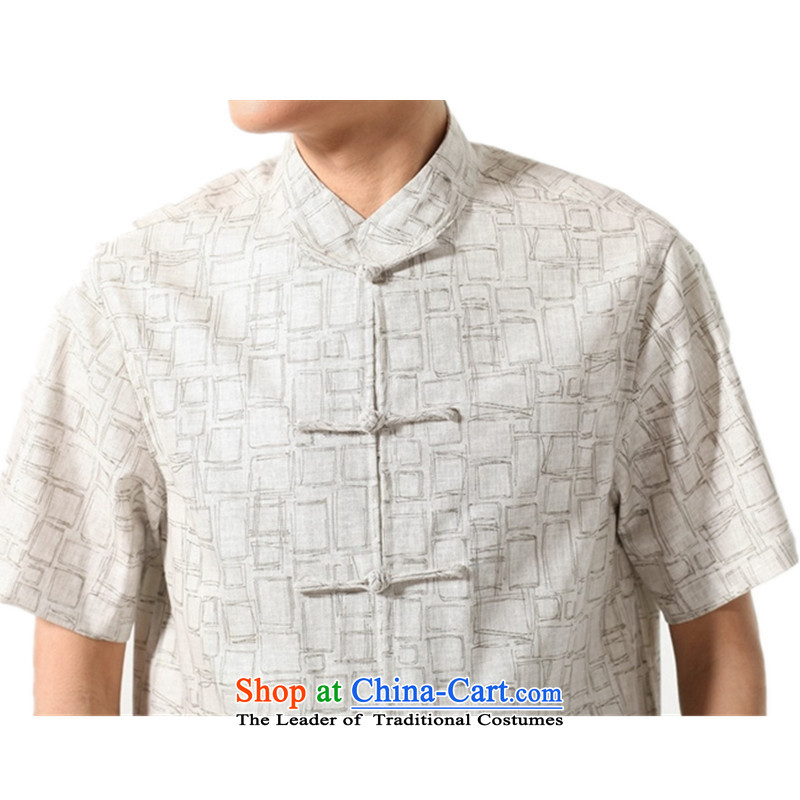 In accordance with the fuser for summer new men of ethnic Chinese Tang dynasty improved disk detained dad qipao classical replacing Tang dynasty LGD/M0054# short-sleeved T-shirt, beige , L, in accordance with the fuser has been pressed shopping on the Int