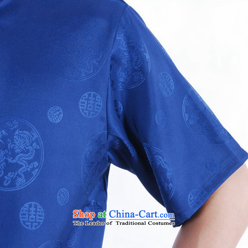 In accordance with the new fuser men daily Chinese Tang dynasty improved cheongsam collar single row detained on short-sleeved blouses Lgd/m2066# Tang's blue , L, in accordance with the fuser has been pressed shopping on the Internet