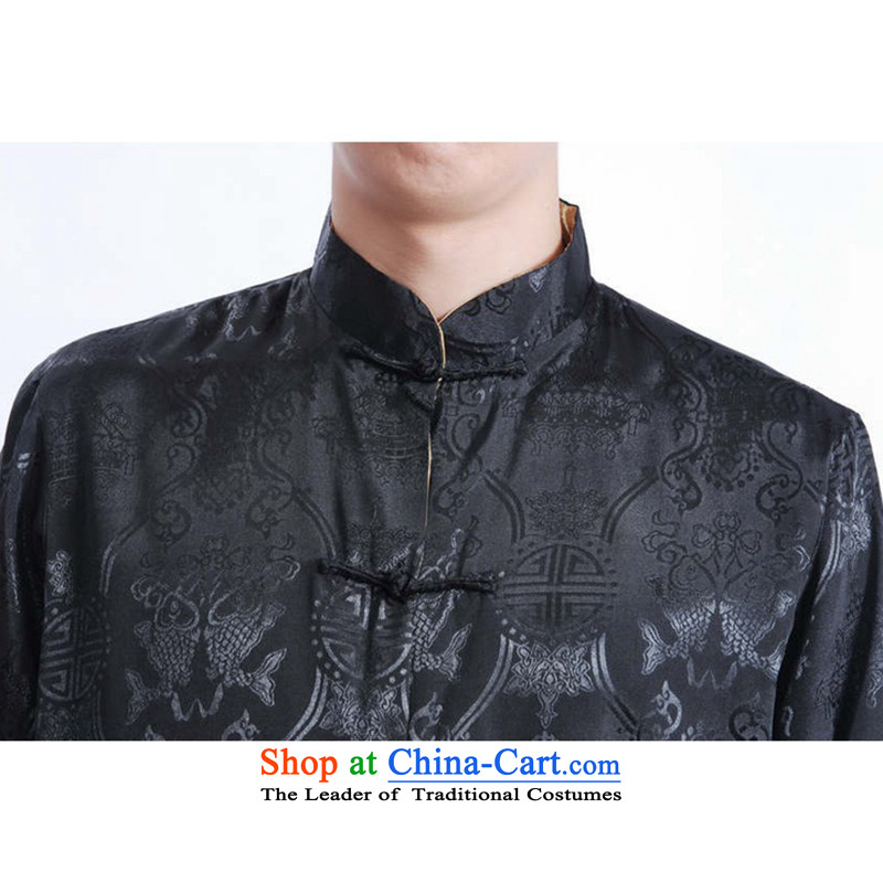 In accordance with the new fuser men retro sheikhs wind Tang dynasty cheongsam collar jacquard duplex through his father with tang jackets LGD/M1040# figure , L, in accordance with the fuser has been pressed shopping on the Internet
