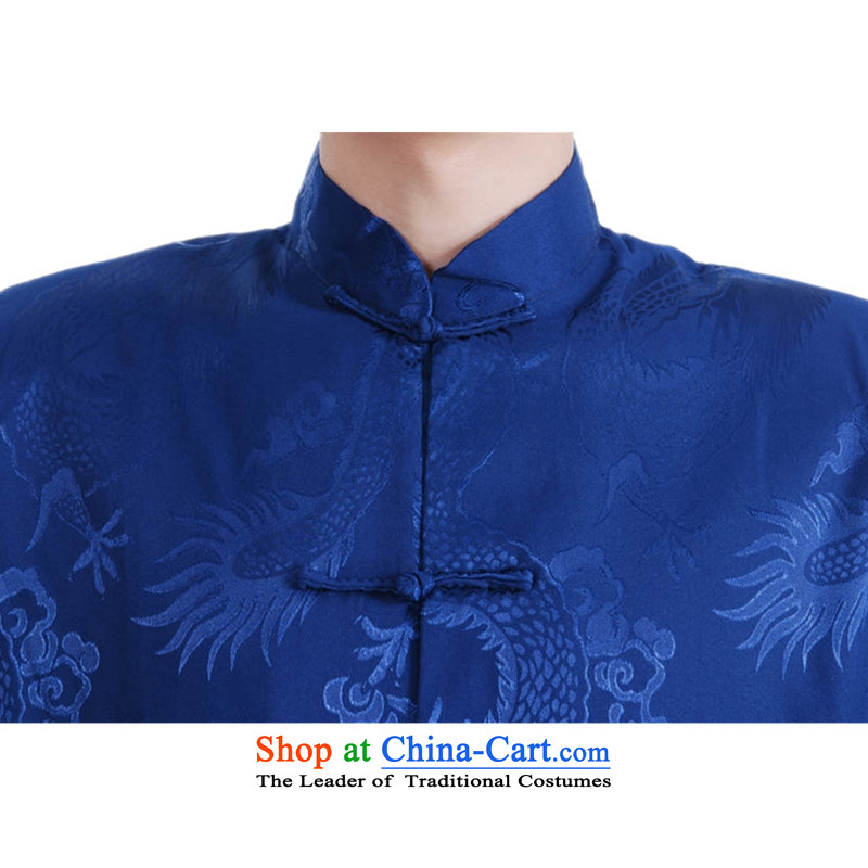 In accordance with the new stylish spring and autumn gel men going back to the Tang dynasty cheongsam collar jacquard Classic tray clip loaded father Tang jackets LGD/M1140# BLUE XL, in accordance with the fuser has been pressed shopping on the Internet