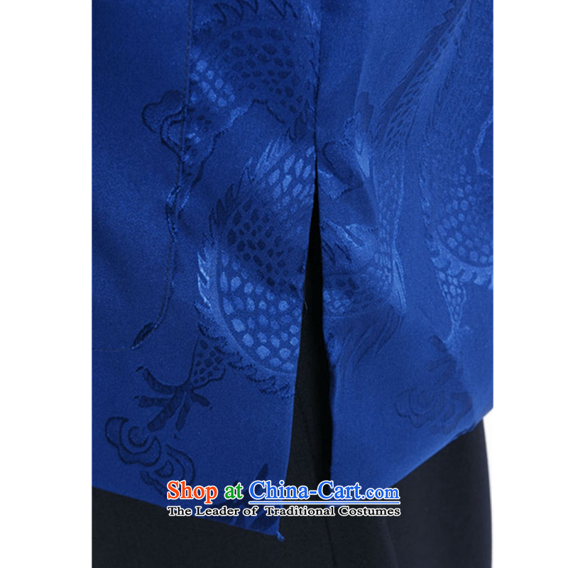 In accordance with the new stylish spring and autumn gel men going back to the Tang dynasty cheongsam collar jacquard Classic tray clip loaded father Tang jackets LGD/M1140# BLUE XL, in accordance with the fuser has been pressed shopping on the Internet