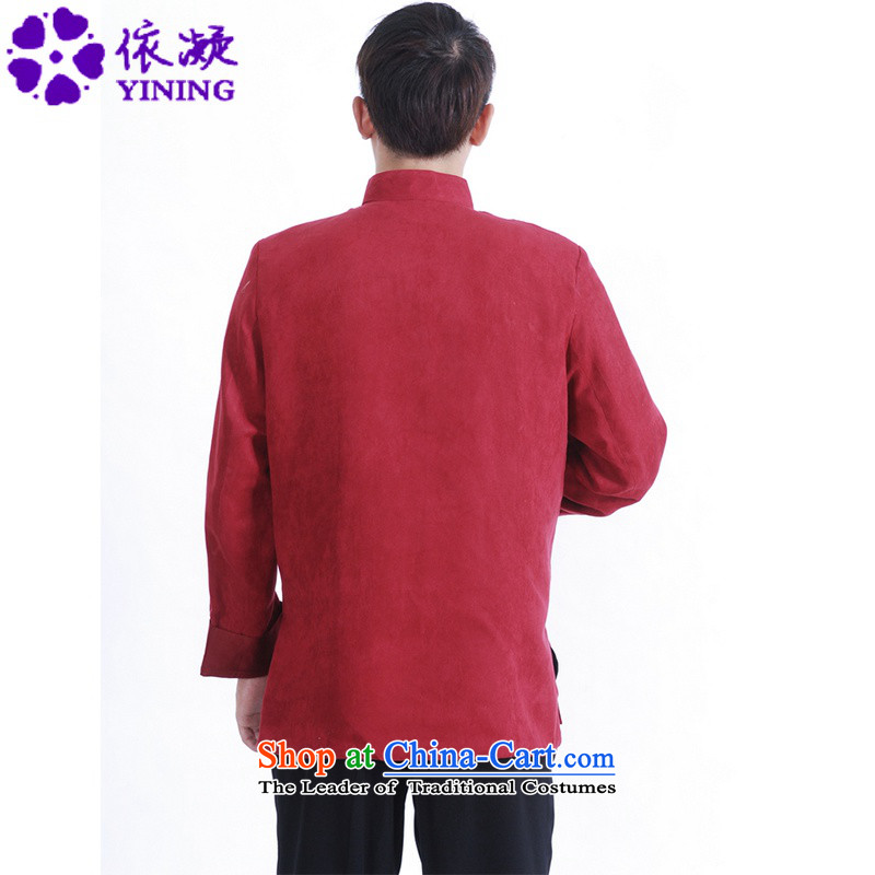 In accordance with the new spring and autumn gel men daily Chinese Tang dynasty improved cheongsam collar double dragon embroidered with Father Tang jackets LGD/M1147# magenta 2XL, in accordance with the fuser has been pressed shopping on the Internet