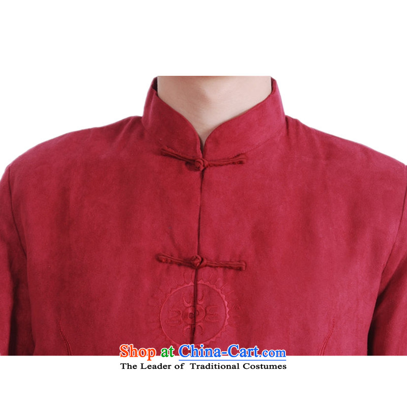 In accordance with the new spring and autumn gel men daily Chinese Tang dynasty improved cheongsam collar double dragon embroidered with Father Tang jackets LGD/M1147# magenta 2XL, in accordance with the fuser has been pressed shopping on the Internet