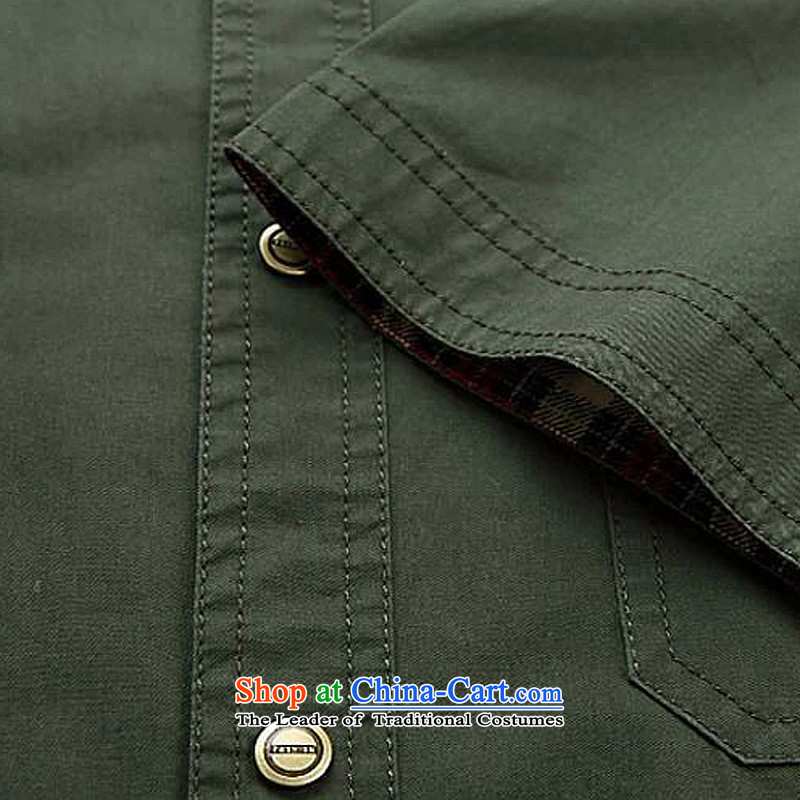 Jeep shield men pure cotton shirts and comfortable pure color snap short-sleeved shirt D6829 Army Green XL, jeep shield shopping on the Internet has been pressed.