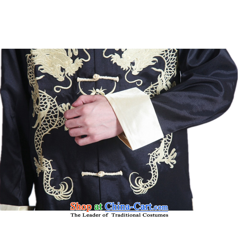 In accordance with the new fuser men retro sheikhs wind daily Tang dynasty qipao gown direct collar double dragon embroidered with Father Tang jackets WNS/2283# -3# XL, in accordance with the fuser has been pressed shopping on the Internet